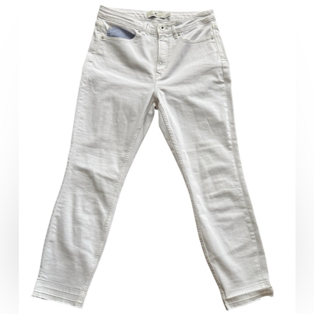 Vineyard vines high-rise striped pocket white denim skinny jeans
